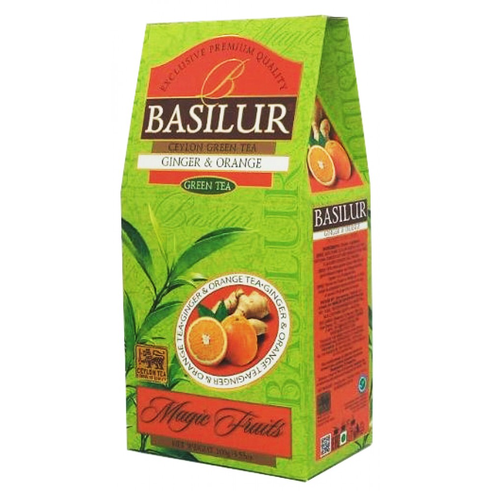 Зеленый чай Basilur Имбирь и апельсин - Волшебные Фрукты 100 грамм