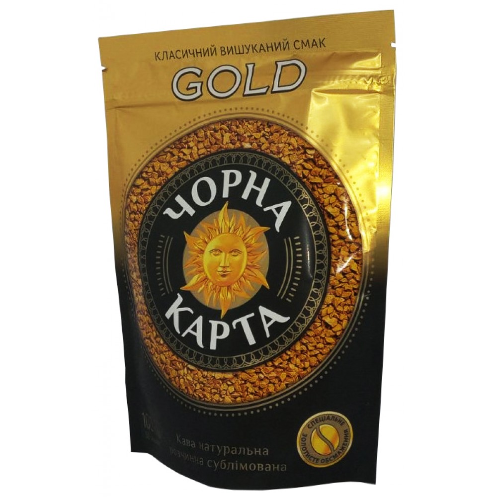 Кофе Черная Карта Gold растворимый 100 грамм в мягкой упаковке