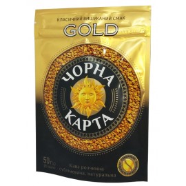 Кофе Черная Карта Gold растворимый 50 грамм в мягкой упаковке