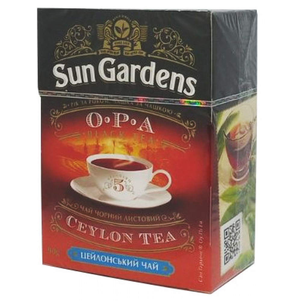 Черный чай Sun Gardens OPA крупнолистовой 90 грамм