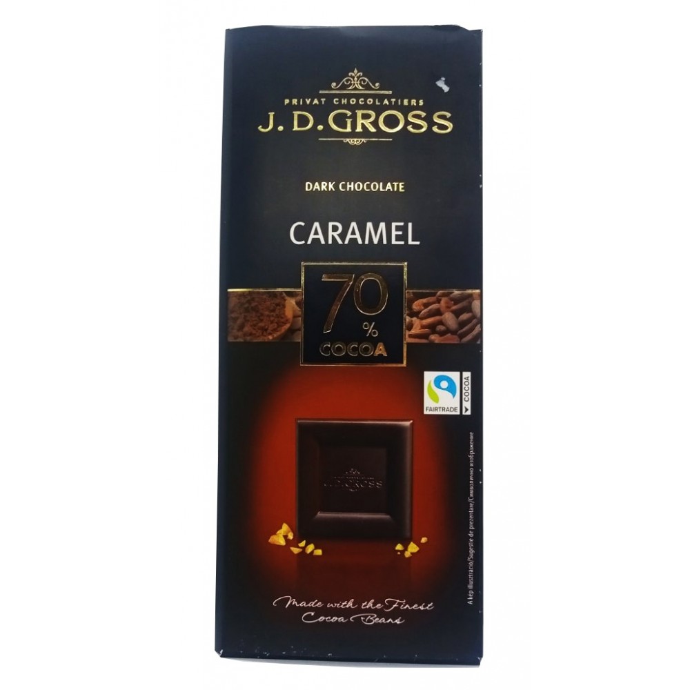 Шоколад j.D.Gross 70% какао черный с карамелью 125 грамм