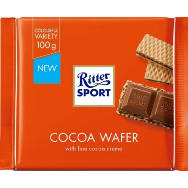 Шоколад Ritter Sport молочный с начинкой какао и вафли 100 грамм