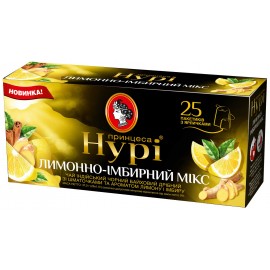 Чай чорний ароматизований Лимонно-імбірний мікс, 25пак. по 1,5г. Принцеса Нурі