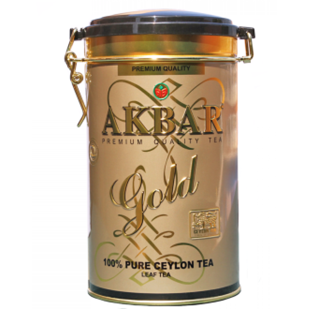 Чай Akbar Gold чорний листовий 225 грам у банці