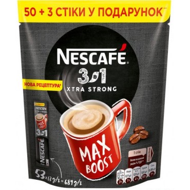 Напиток кофейный NESCAFE 3-в-1 Xtra Strong растворимый в стиках 53 шт х 13 г