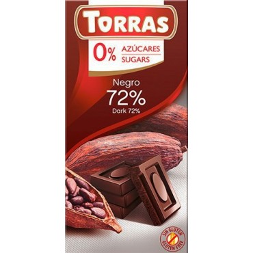 Шоколад чорний без цукру та глютену TORRAS 72%, 75 грам