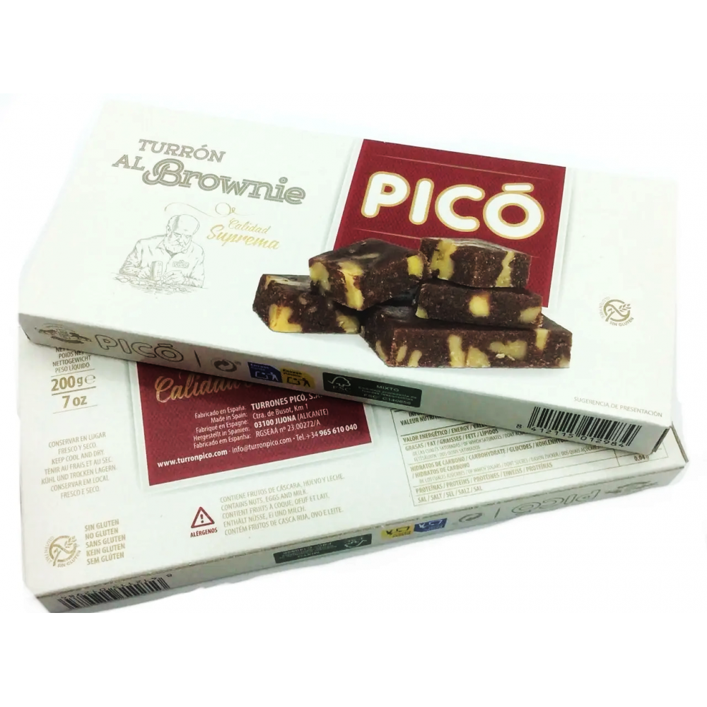 Марципан из какао, без глютена. PICÓ Turrón Al Brownie, Calidad Suprema (Испания)