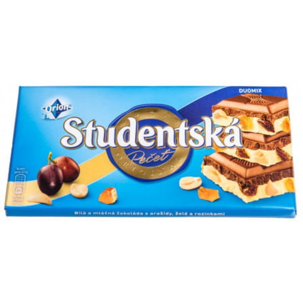 Studentska шоколад Pecet Duomix bila/mlecna Студентська 180 грам