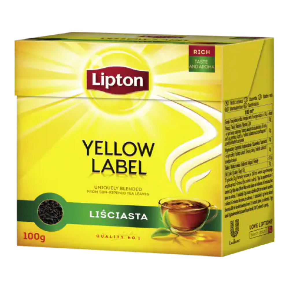 Чай черный листовой Lipton Yellow Label 100 грамм
