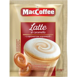 Кавовий напій 3в1 MacCoffee Latte з ароматом карамелі 22 г x 20 шт