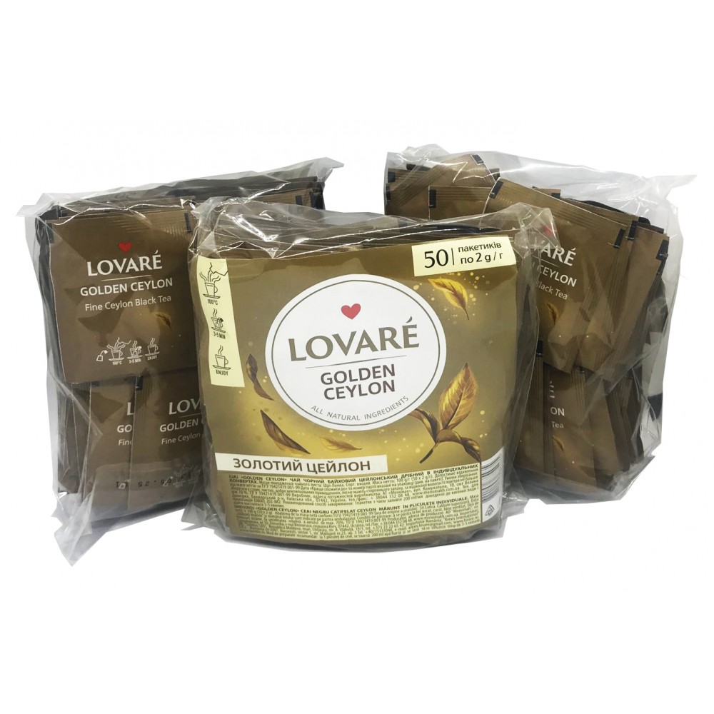 Чай черный Lovare Golden Ceylon в пакетиках 50 штук
