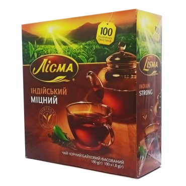 Чай "ЛИСМА" Индийский крепкий черный 100 пакетов.