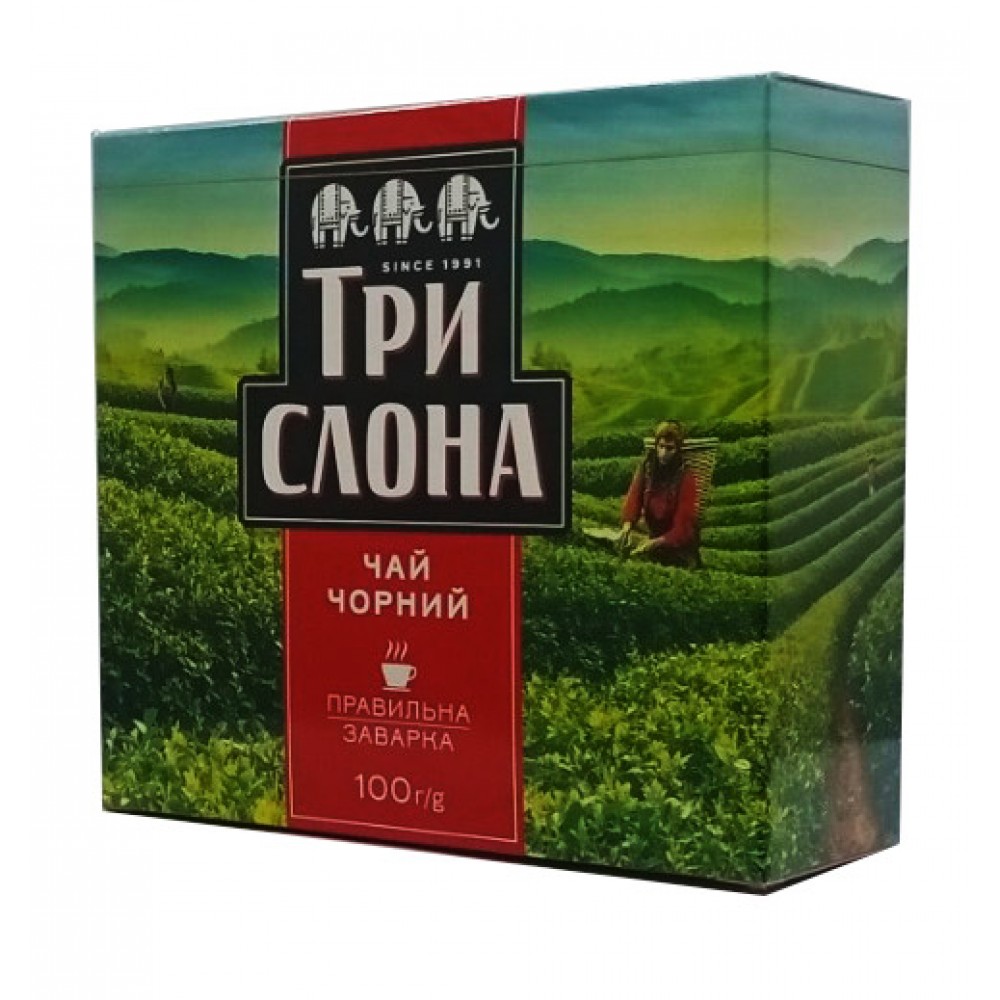 Чай "Три слони" Міцний ВОР 100 грам картон