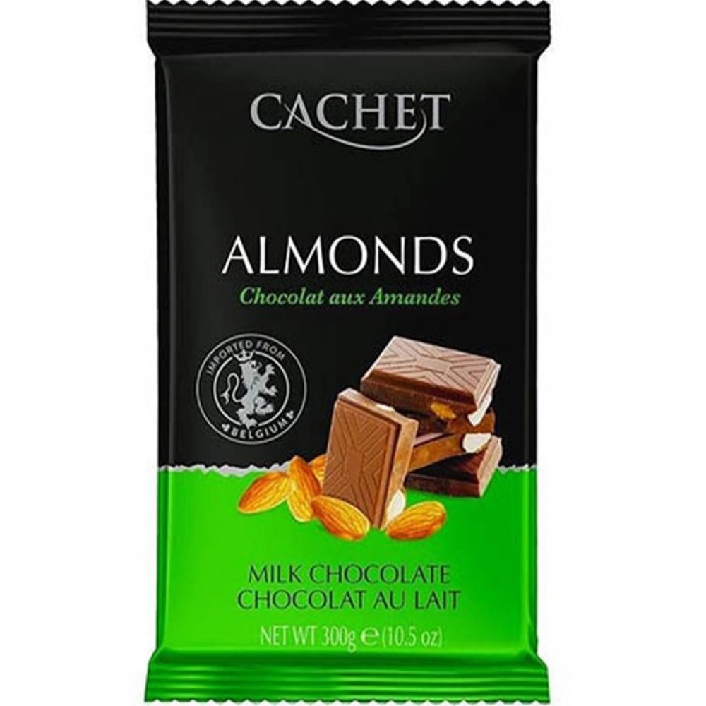 Шоколад "Cachet" молочний з мигдалем, 300 грам