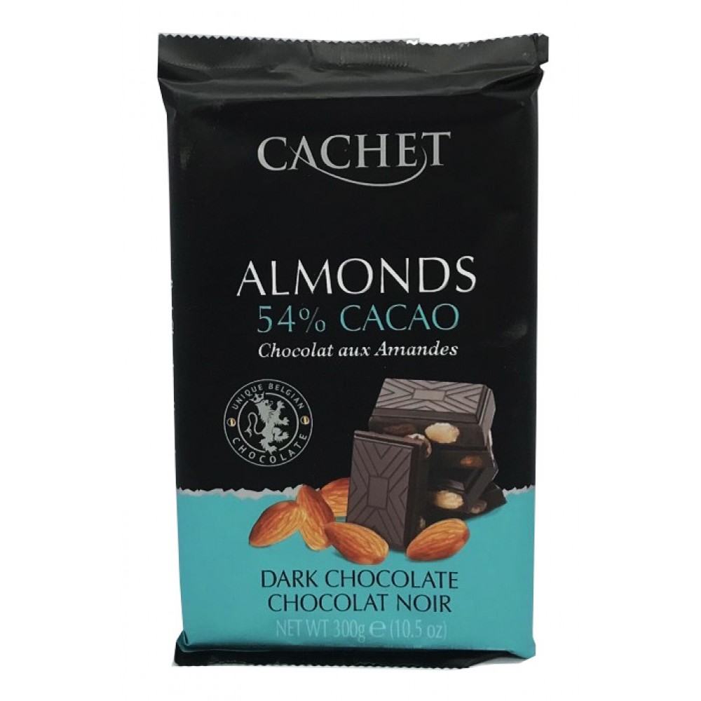Шоколад "Cachet" чорний 53% з мигдалем, 300 грам