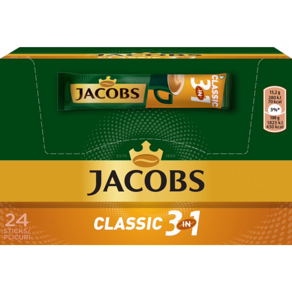 Кава розчинна Jacobs Classic 3в1 24 стика.