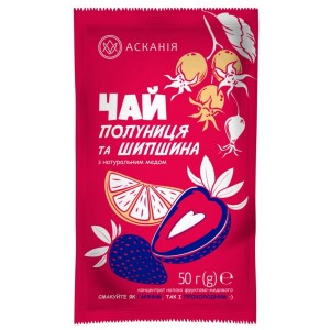 Чай фруктово-медовий «Клубника и шиповник» 50 грам..