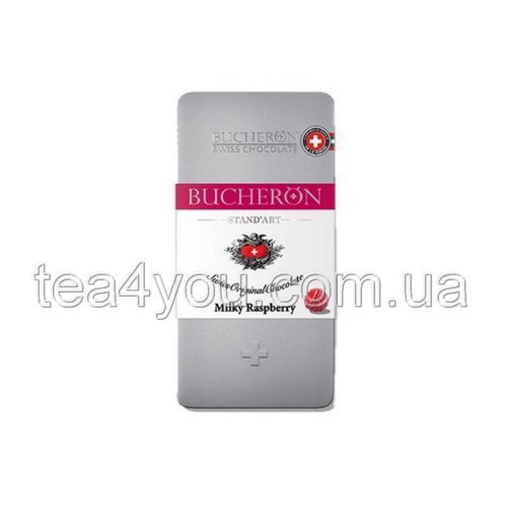 Шоколад "Bucheron" молочний з малиною, 100 г з/б