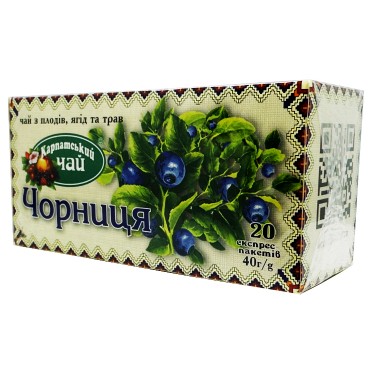 Карпатський чай з плодів та трав Чорниця 20 пакетів