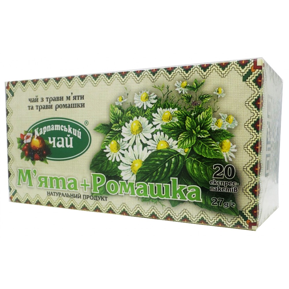 Карпатський чай з трави М'ята+Ромашка 20 пакетів