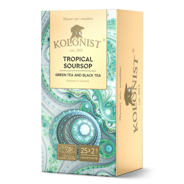Чай Kolonist чорний і зелений Tropical Soursop 25 пакетів сашетів