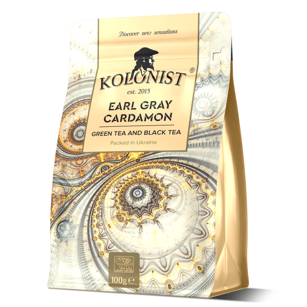 Чай Kolonist чорний та зелений Earl grey cardamon 100 грам