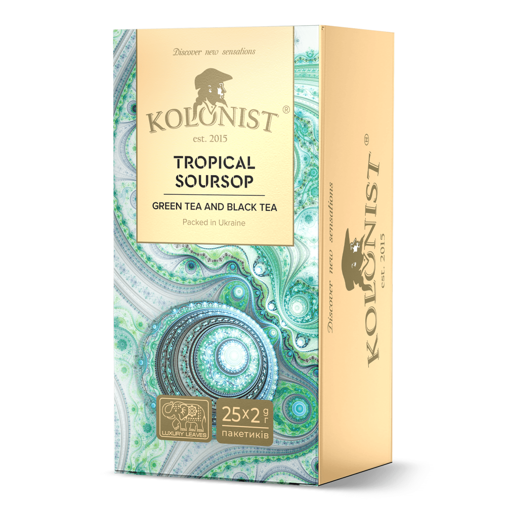 Чай Kolonist чорний і зелений Tropical Soursop 25 пакетів сашетів