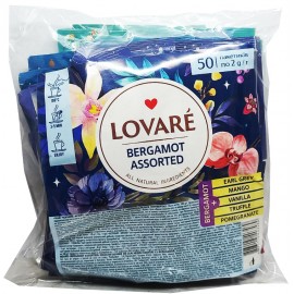 Чай Lovare чорний Асорті Бергамот 50 пакетів в індивідуальних конвертах