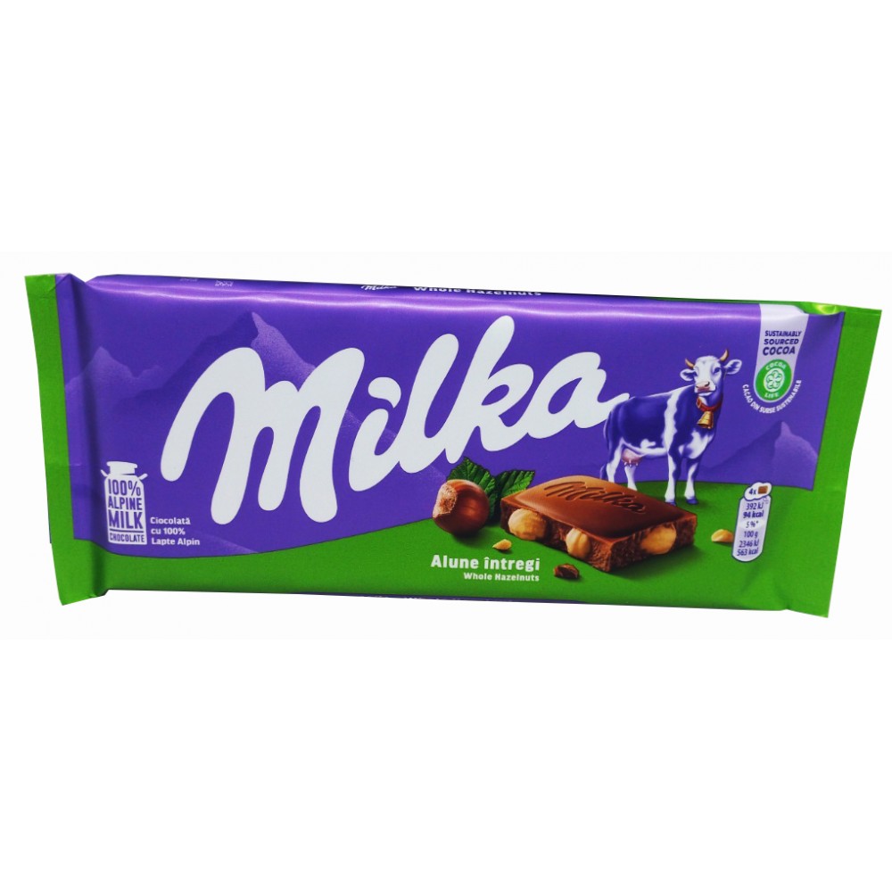 Молочний шоколад Milka з цілим лісовим горіхом 100 грам
