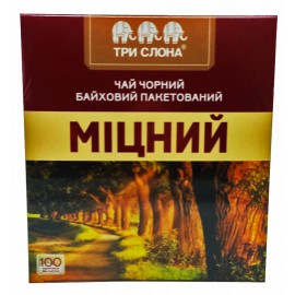 Чай чорний байховий Міцний Три Слона 100 пакетиків