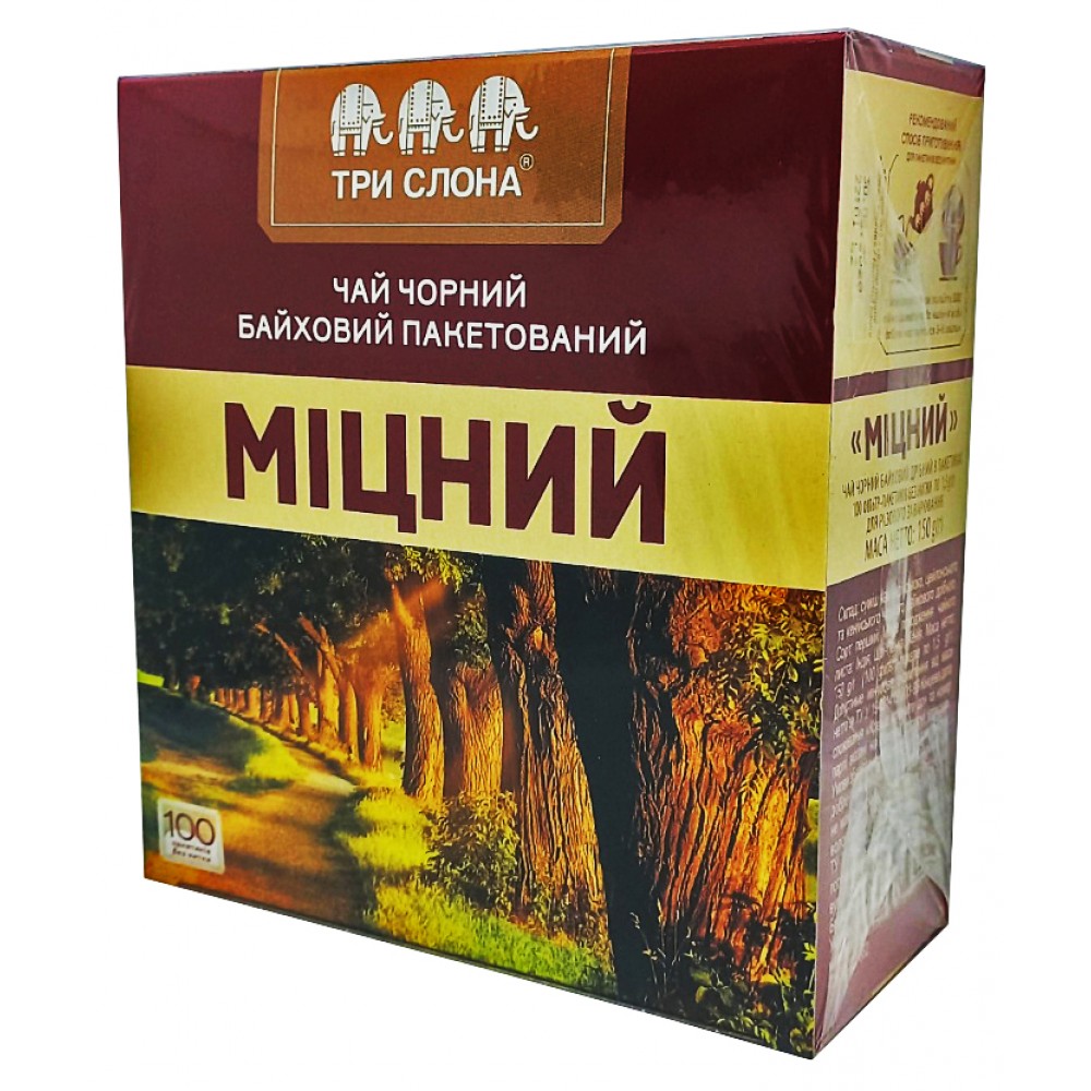 Чай черный байховый Крепкий Три слона 100 пакетиков Чай черный байховый Крепкий Три слона 100 пакетиков