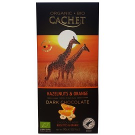 Шоколад Cachet 90 грам чорний з фундуком та апельсином 55% BIO Organic