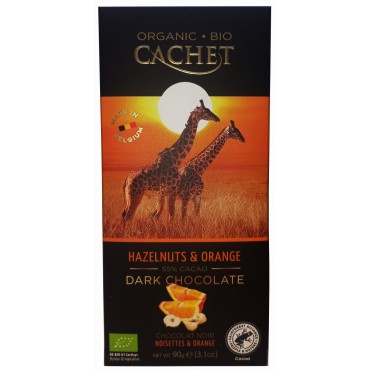 Шоколад Cachet 90 грам чорний с фундуком и апельсином 55 % BIO Organic