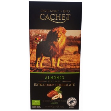 Шоколад Cachet 90 грам чорний з мигдалем 72 % BIO Organic