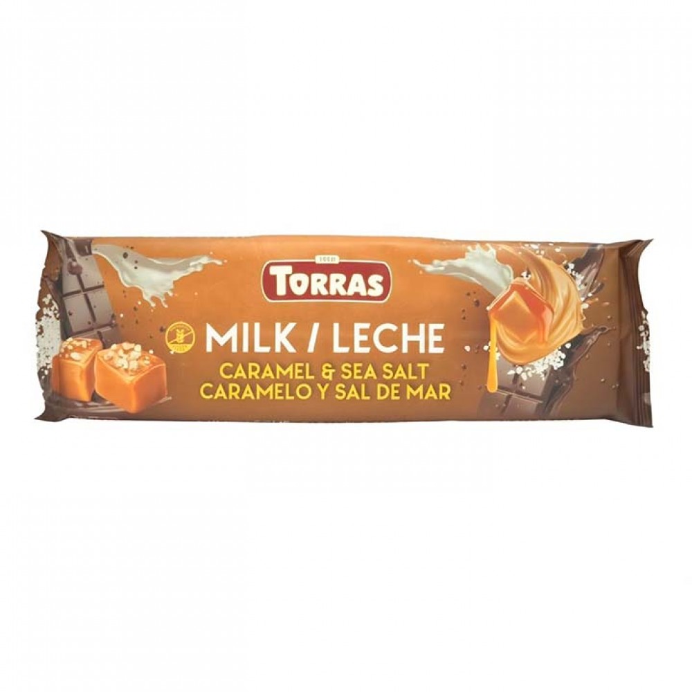 Шоколад "Torras" 250 г молочний з карамеллю і морською сіллю