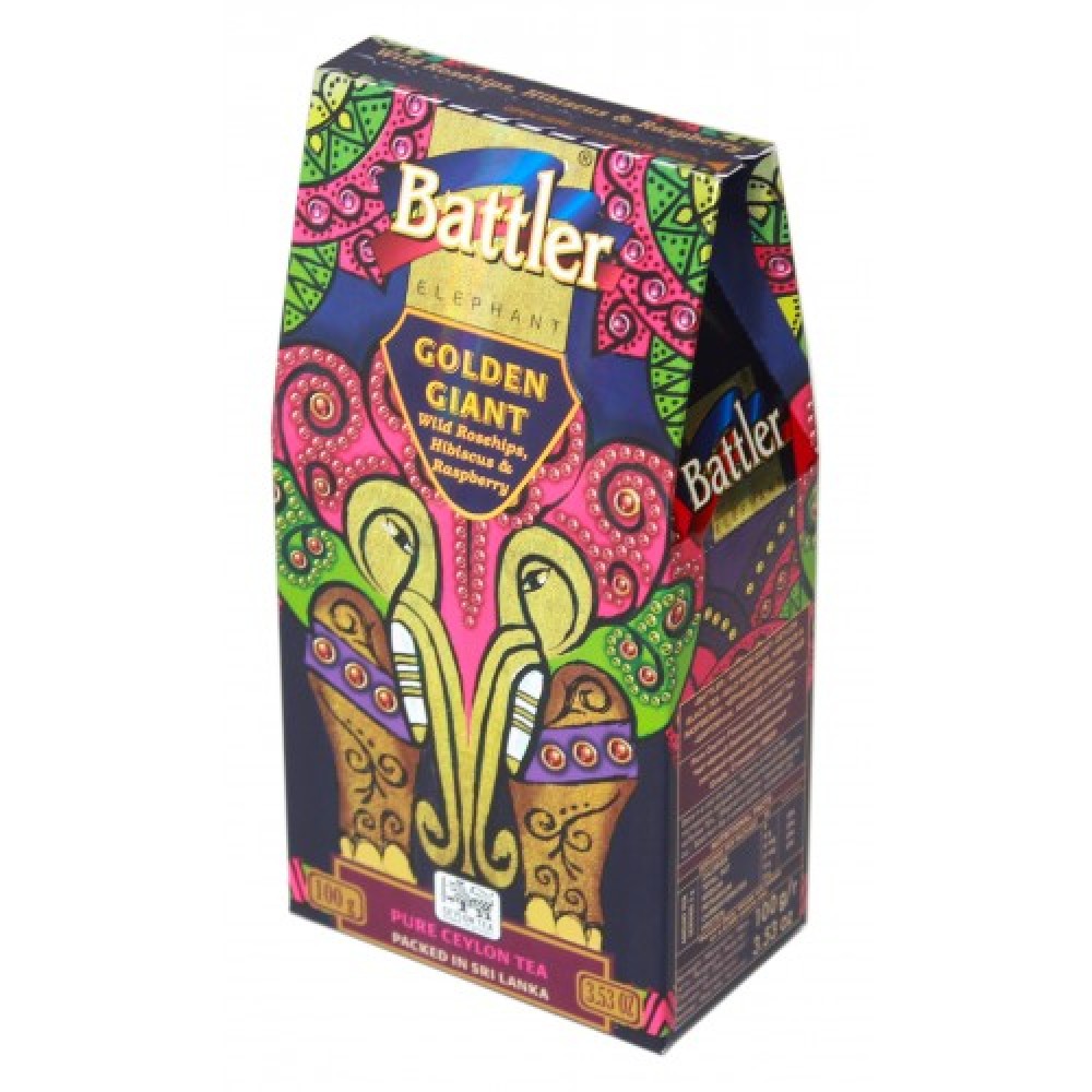 Battler чорний чай "Шипшина, каркаде та малина" 100г. картон