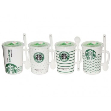 Кружка "Starbucks" с вакуумной крышкой и ложкой, 300 мл