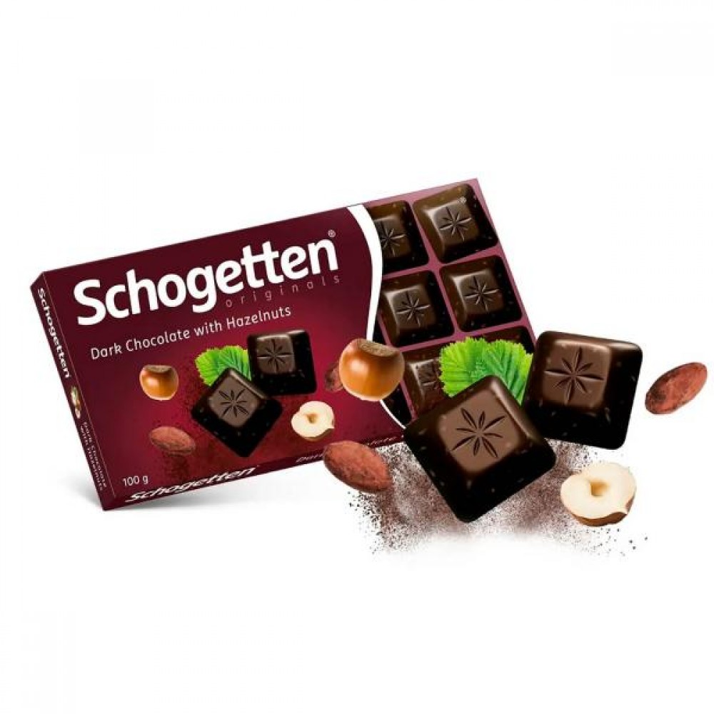 Шоколад Schogetten Dark & Nuts Чорний Фундук 100 грам