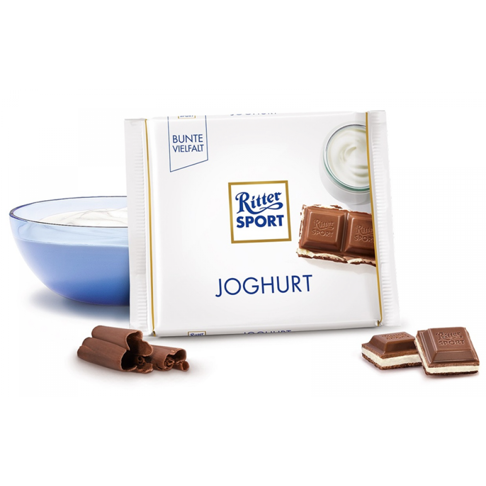 Шоколад молочний Ritter Sport з йогуртовою начинкою, 100 грам
