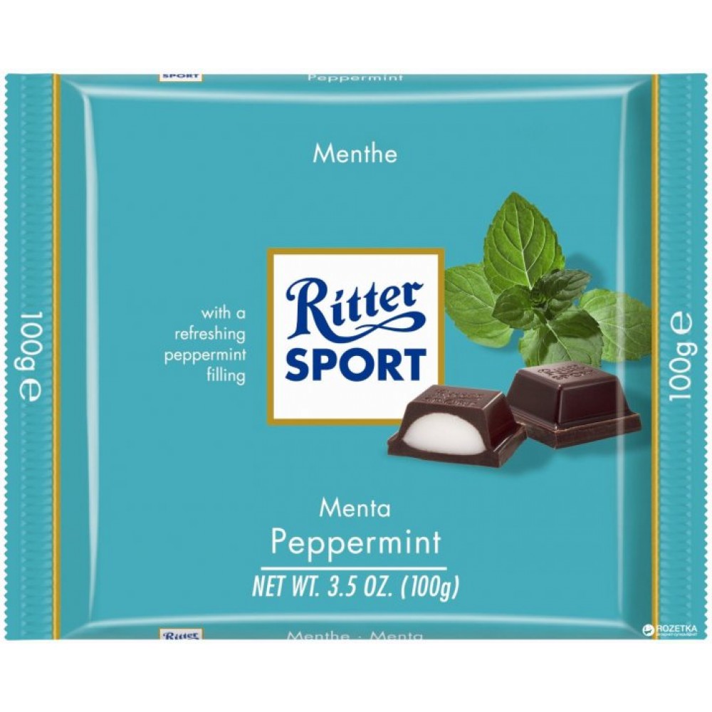 Шоколад Ritter Sport чорний із м'ятною начинкою 100 грам