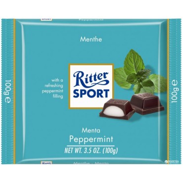Шоколад Ritter Sport черный с мятной начинкой 100 грамм