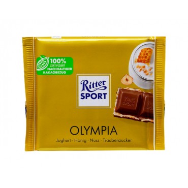 Шоколад молочный с йогуртовым кремом, медом, фундуком и декстрозой Ritter Sport Olympia, 100 грамм