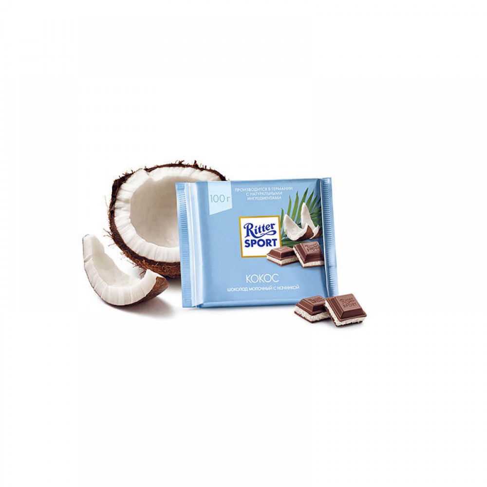 Молочний шоколад Ritter Sport із начинкою кокосово-молочний крем 100 грам