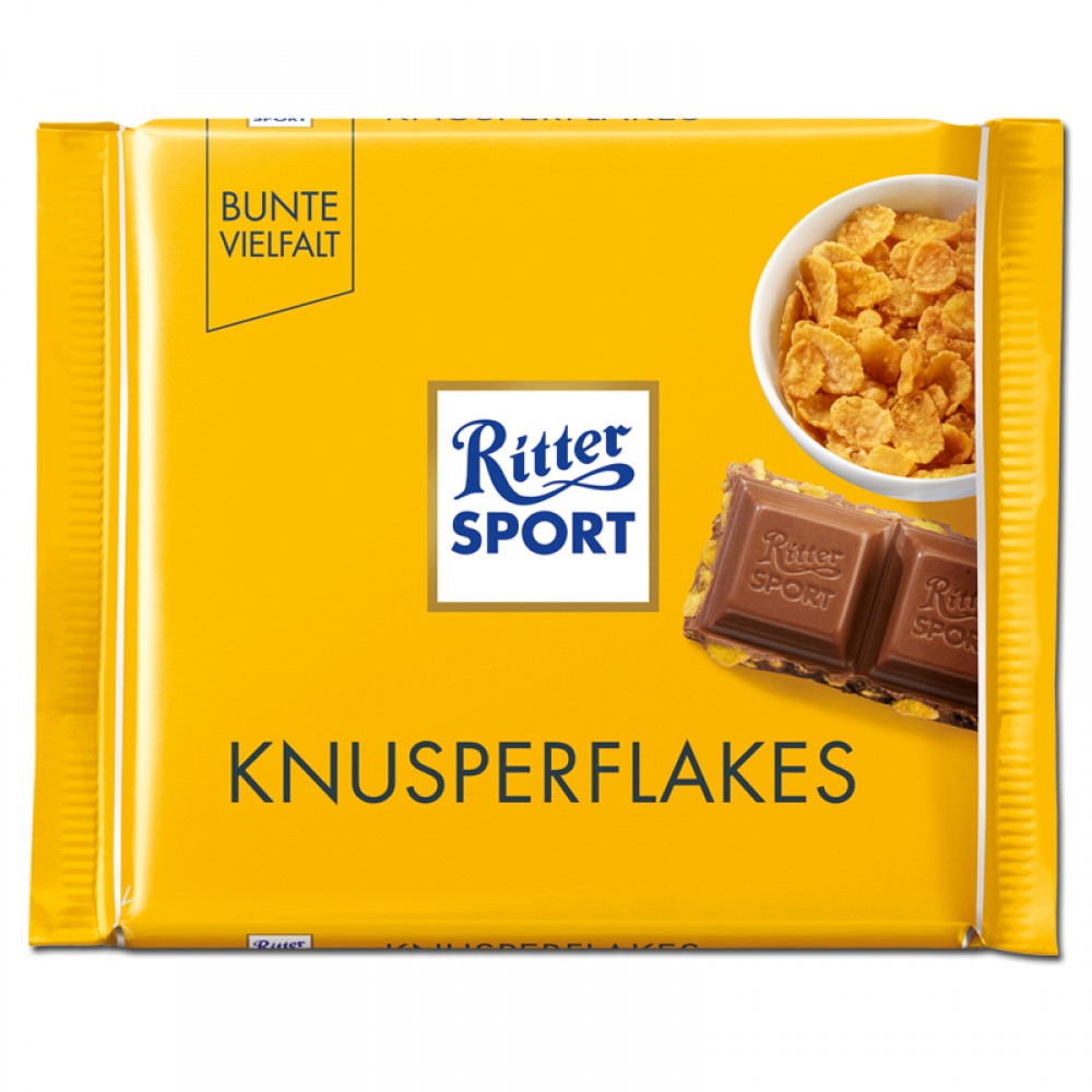 Шоколад Ritter Sport молочний, кукурудзяні пластівці хрусткі 100 грам