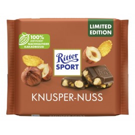 Молочный шоколад Ritter Sport с цельным фундуком и кукурузными хлопьями 100 грамм