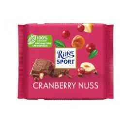 Шоколад Ritter Sport молочный с фундуком и клюквой 100 грамм