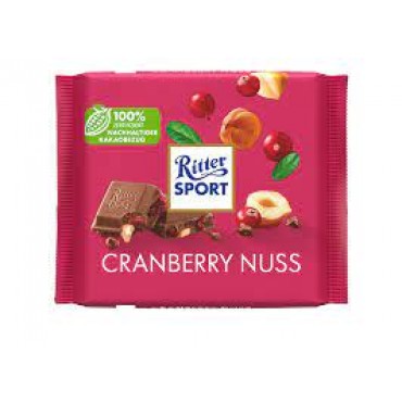Шоколад Ritter Sport молочный с фундуком и клюквой 100 грамм