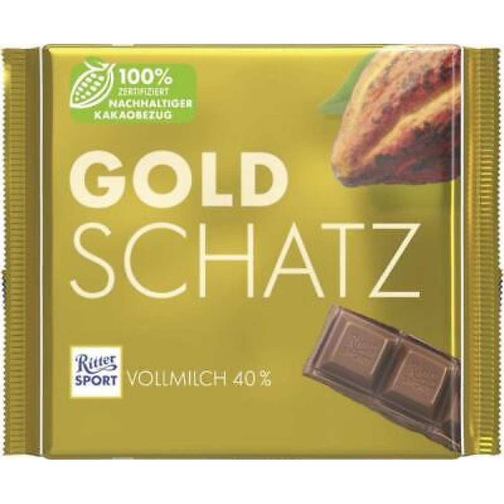 Молочний шоколад Ritter Sport Gold Schatz 40% какао 250 грам