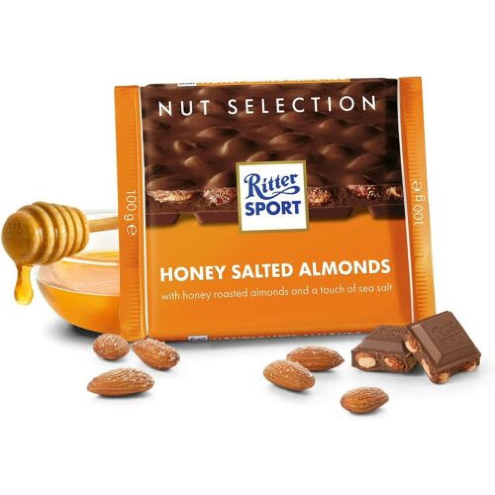 Молочний шоколад Ritter Sport з цілісним мигдалем сіллю та медом100 грам