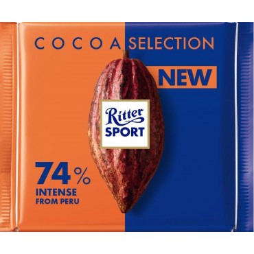 Шоколад Ritter Sport насыщенный темный 74% какао 100 грамм
